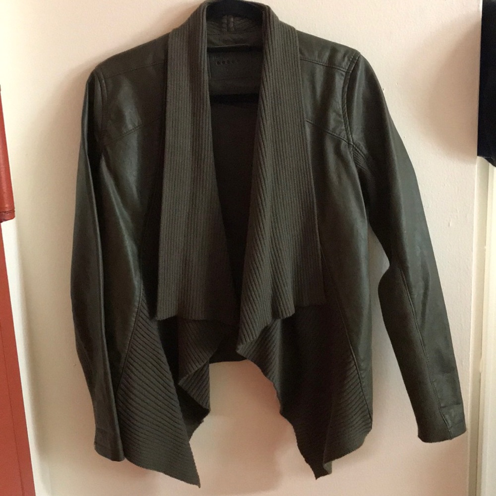 Army green leather/cloth jacket